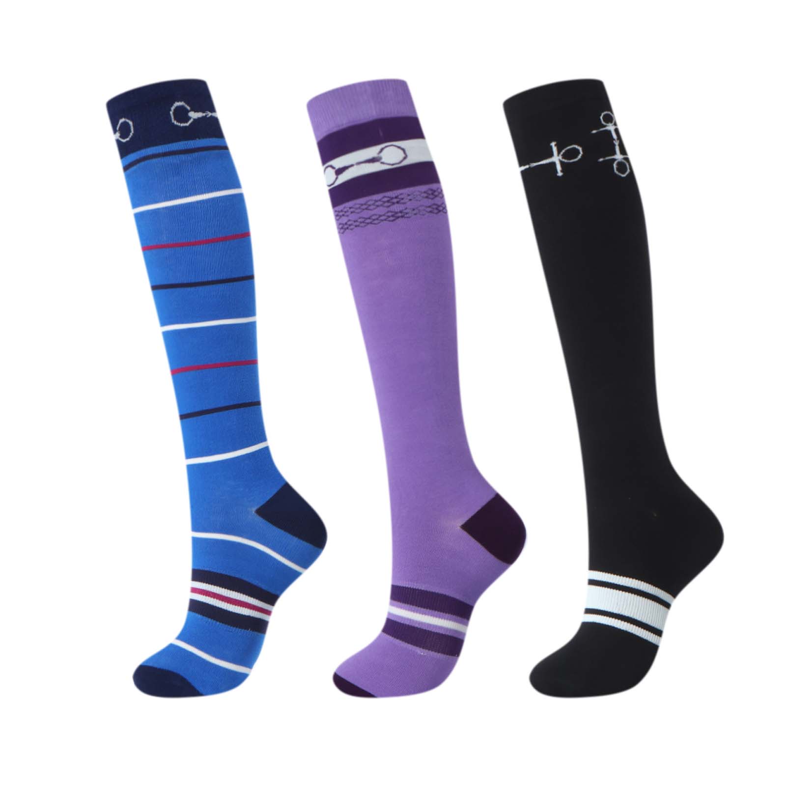 Purple Horseshoe Print/Black/Blue stripe