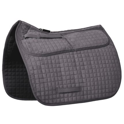 Harrison Howard Diamond Quilted Dressage Saddle Pad Adjustable with 4 Pockets and Foam Inserts with Differentiated Thickness Horse Riding Pad with Added Cushioning and Comfort Light Grey