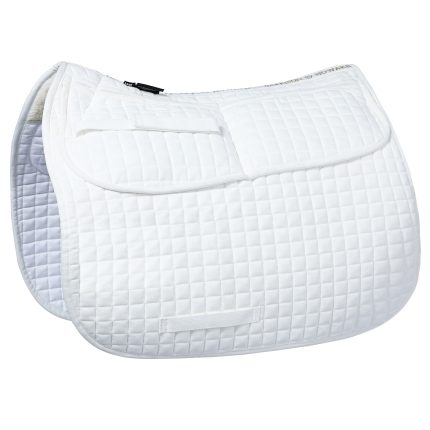 Harrison Howard Diamond Quilted Dressage Saddle Pad Adjustable with 4 Pockets and Foam Inserts with Differentiated Thickness Horse Riding Pad with Added Cushioning and Comfort White