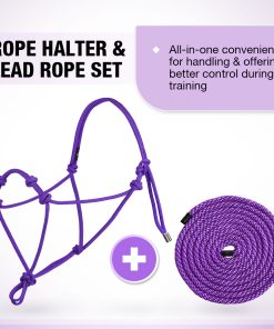 Alternative view of 4 Knots Rope Halter with Lead Purple