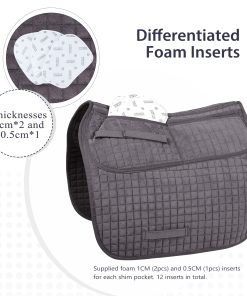Alternative view of Harrison Howard Dressage Saddle Pad Adjustable with 4 Pockets and Foam Inserts with Differentiated Thickness Horse Riding Pad DR
