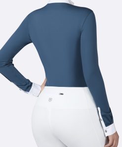 Alternative view of Harrison Howard Pleated Big Rider Top Horse Riding Shirt Long Sleeve with Lace Trims