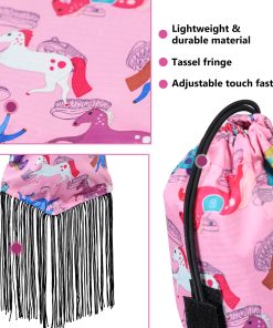 Alternative view of Harrison Howard Smooth Lightweight Adjustable Fastener Nylon Horse Tail Bag with Fringe