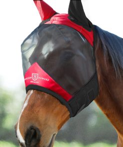 Harrison Howard Pro Luminous Horse Fly Mask Half Face with Ears UV Protection for Horse