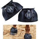 Harrison Howard Rubber Bell Boots Leather Touch-Close Overreach Boots Hoof Protection for Horses Sold in Pairs