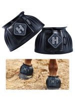 Harrison Howard Rubber Bell Boots Leather Touch-Close Overreach Boots Hoof Protection for Horses Sold in Pairs