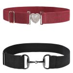Harrison Howard 2/Pack Elastic Horse Riding Belt with Flat Buckle Adjustable Elastic Belts for Women