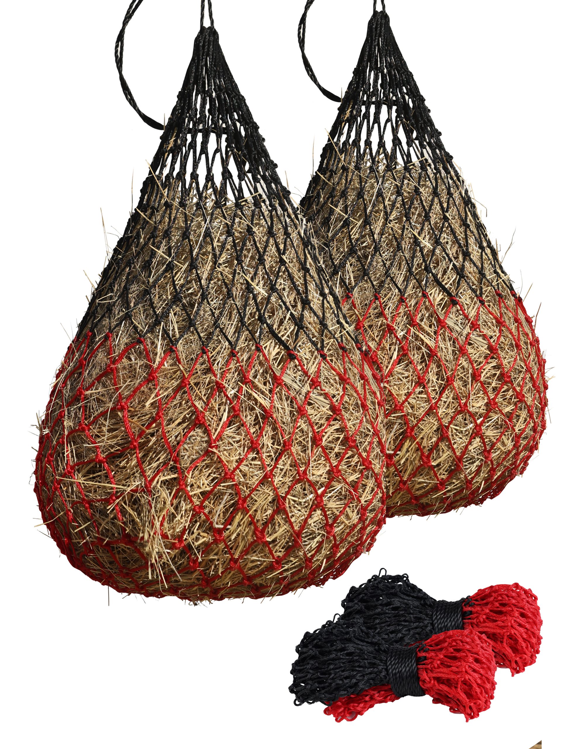 Harrison Howard Dual-Color 40'' Slow Feed Hay Net for Horses with 2"x2" Mesh Holes Goat Feeder 2PCS