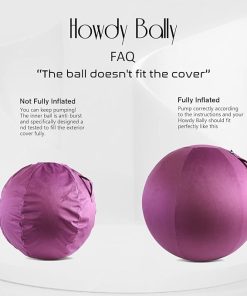 Alternative view of Howdy Bally Protective Cover for Home-Use Yoga/Exercise/Balance Ball with Convenient Carry Handles, Foldable Durable Anti-Burst Cover for Sitting Ball Chair Office Use 65cm-Purple