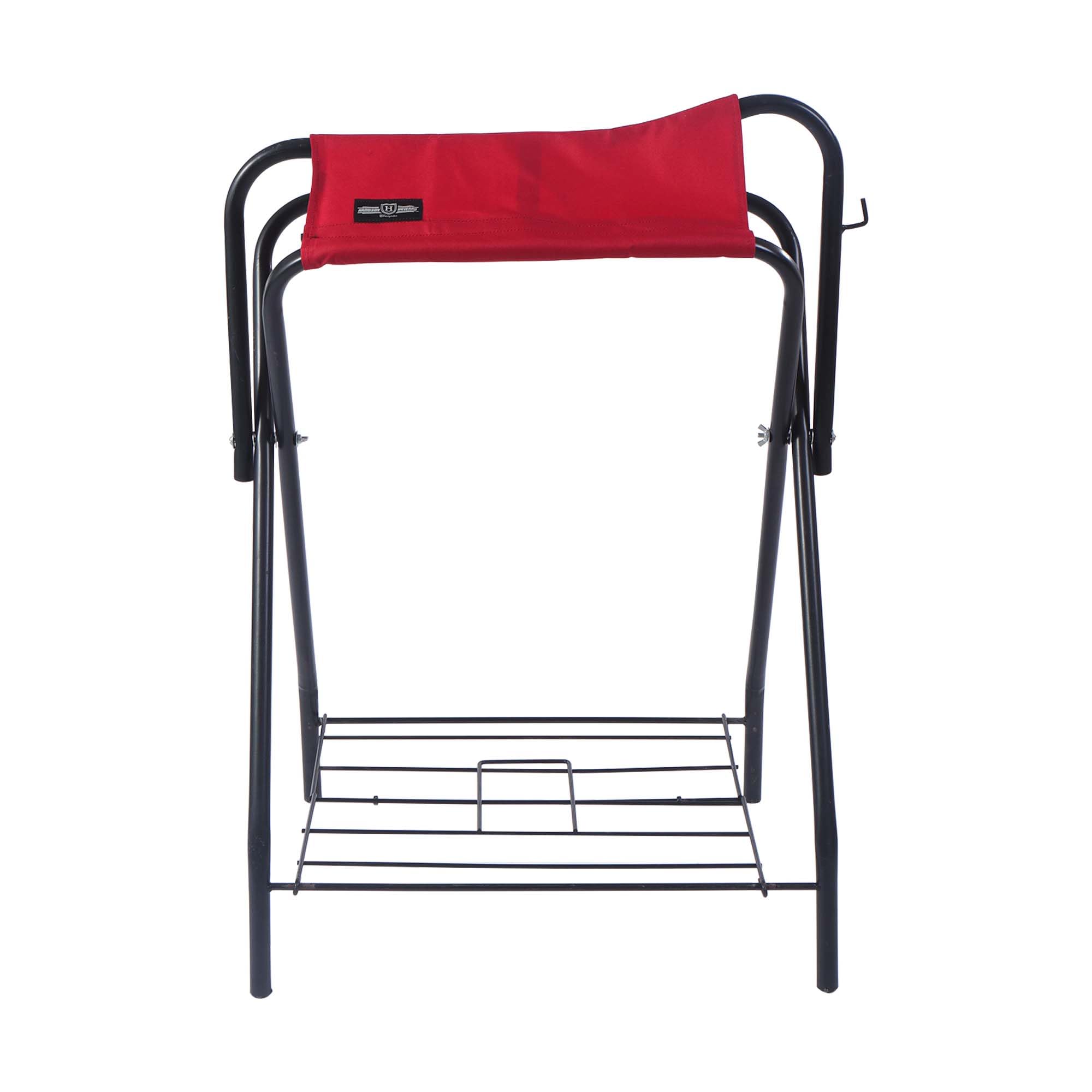 1 Harrison Howard Saddle Stand Freestanding Full-Size Portable Floor Horse Saddle Rack with Fabric - Image 1