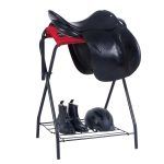 Harrison Howard Saddle Stand Freestanding Full-Size Portable Floor Horse Saddle Rack with Fabric - Image 2