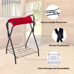 Harrison Howard Saddle Stand Freestanding Full-Size Portable Floor Horse Saddle Rack with Fabric - Image 3