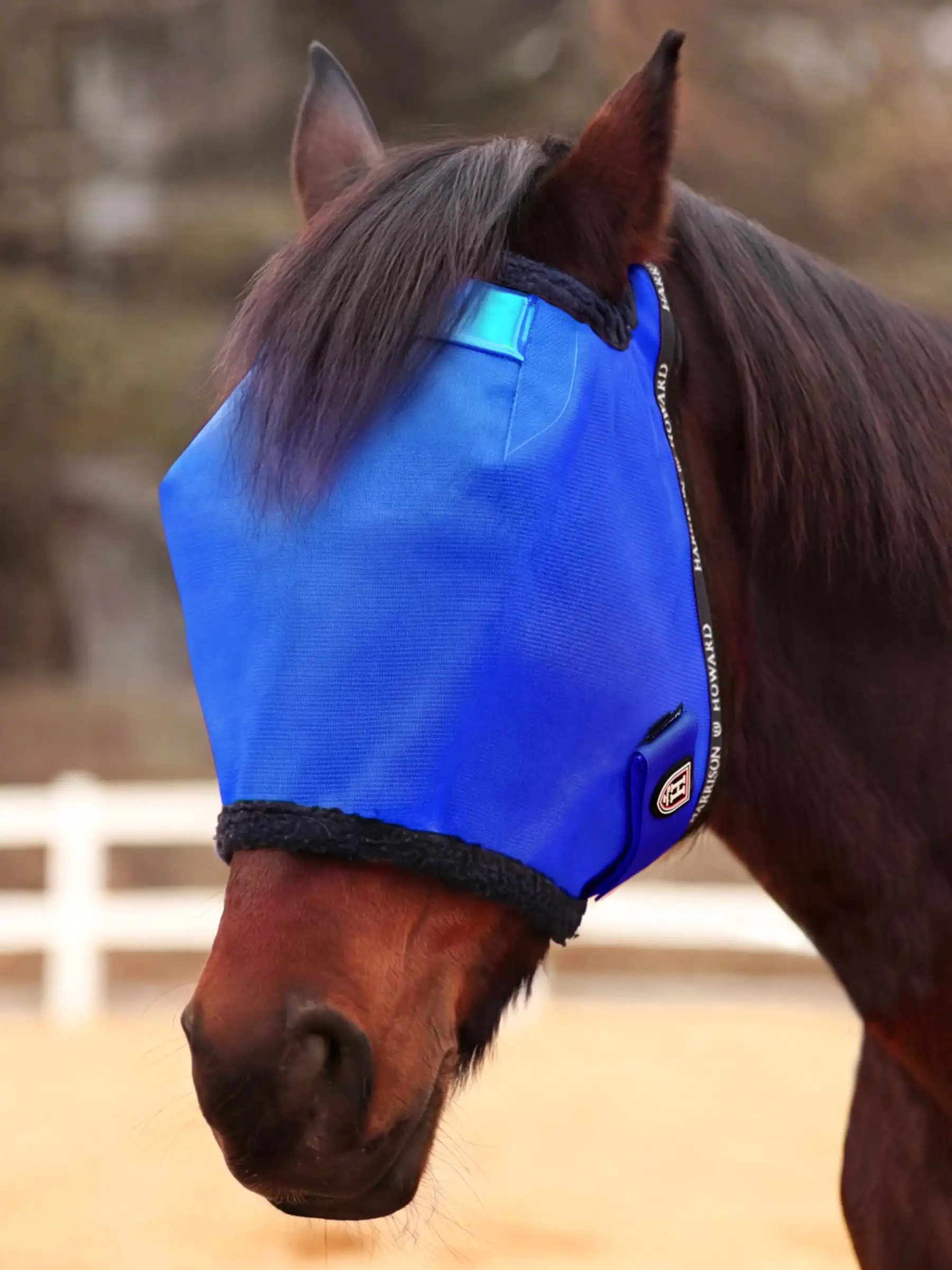 Reinforced Horse Fly Mask with Mirror PVC Brow Support