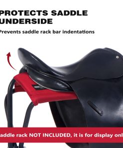 Alternative view of Harrison Howard Free-Standing Saddle Stand Saver Fabric Lightweight Adds Protection to Underside of Saddle Prevents Bar Indentations Secure Saddle Use with Saddle Rack, Saddle Saver Only Red